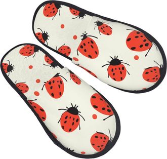 Generic Fuzzy Slippers Ladybugs Pattern Unisex Cotton Slippers Soft Cotton Slipper For Ladies Women Guest Room M
