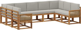 vidaXL Conjunto De Sof&aacute;s De Exterior 9 Uds. Natural Y Gris Claro Vidaxl