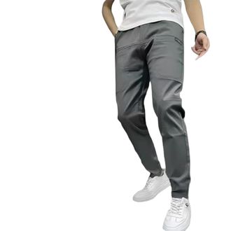 Generic Vogany Cargo Pants, Mens High-Stretch Multi-Pocket Overalls, Fall Casual Great Storage Capacity Drawstring Skinny Pants (Gray,34)