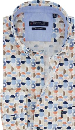 Giordano Overhemd Giordano blauw met button-down kraag en borstzak