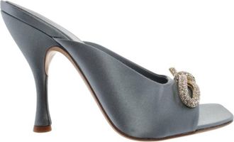 Ferragamo Amy Crystal-Embellished Satin Mules, Size 7.5 C