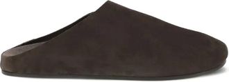 The Row Hudson round-toe mules - women - Suede/Leather/Rubber - 38.5 - Brown
