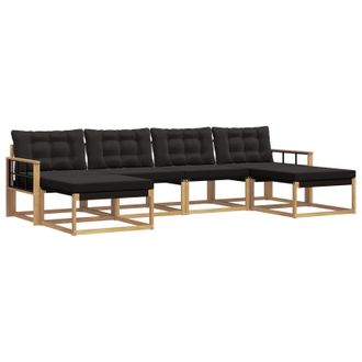 vidaXL Conjunto De Sof&aacute;s De Exterior Con Coj&iacute;n 6 Pcs Blanco Y Negro Vidaxl