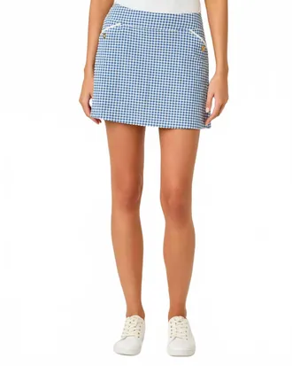 Lilly Pulitzer Upf 50+ Luxletic Thera Skort In Starlight Navy Mini Performance Gingham