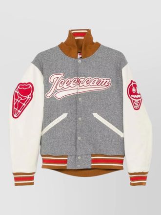 Icecream wool blend bomber jacket logo back