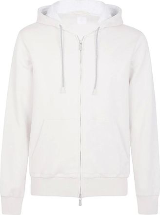Eleventy Zip-throughs, male, White, Size: XL Hooded Cotton Cashmere Silk Sweatshirt