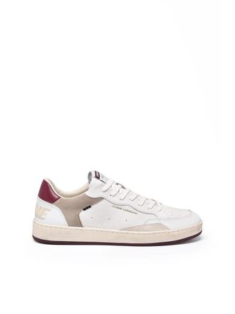 Crime London White-Bordeaux Leather Low Sneakers