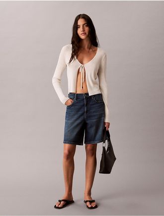 Calvin Klein Jeans Calvin Klein Womens Roll Hem A-Line Denim Shorts - Dark Blue - 24