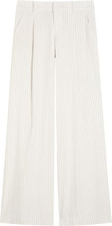 Alice & Olivia Eric Pinstriped Linen-blend Trousers - Black And White - 10 (UK14 / L)