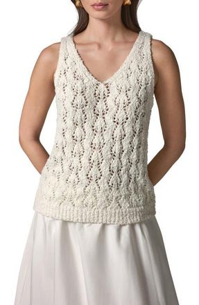 DKNY Double V-Neck Open Stitch Sweater Vest in Cream at Nordstrom, Size X-Small