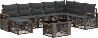 vidaXL Conjunto De Sof&aacute;s De Jard&iacute;n 9 Uds. Gris Y Gris Oscuro Vidaxl