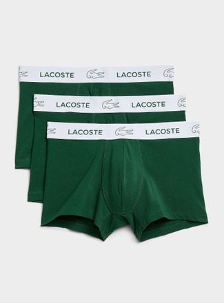 Lacoste Mens 3 green stretch trunks Cotton Stretch 3-pack