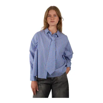 Dixie Dames, Blouses & Shirts, Blauw, Maat: S Katoen