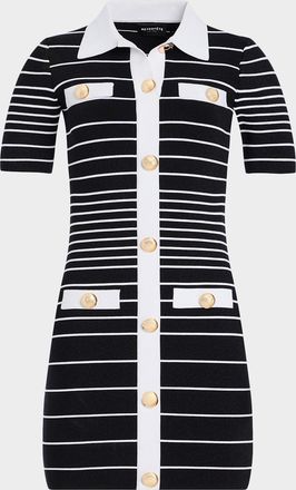 Retrofête Kiersten Metallic Stripe Knit Collared Mini Dress