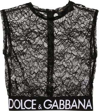 Dolce & Gabbana lace crop top - women - Viscose/Polyamide/Elastane - 38 - Black