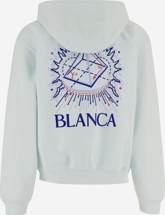 Casablanca Mens Cotton Hoodie With Logo Light Blue Organic Sweatshirts Sweater