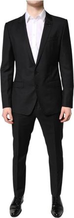 Dolce & Gabbana Zwart Wol Slim Fit Pak - Heren - Business pakken - Zwart - M - Wol - Kostuums
