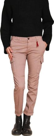 Mason's Broeken, Dames, Roze, 2Xs, Satijn, Slim Fit Satijnen Cargo Broek