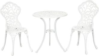 OUTSUNNY Aluminium Bistro Set Garden Coffee Table Chair Outdoor Dining Set White | TJ Hughes