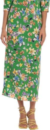 Donna Morgan Floral Print Empire Dress In Green Yellow