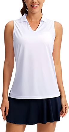 Generic Womens Sleeveless Tops V Neck Side Split Slim Fit Plain Polo Shirts UPF 50+ Quickly Dry Lightweight Tennis T-Shirt Ladies Summer Golf Running Athletic