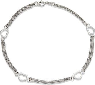 Savvy Cie Jewels STERLING SILVER.925 MULTI CHAIN HEART STATION ANKLET 10
