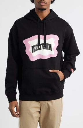 Icecream Flag Logo Cotton French Terry Graphic Hoodie in Black at Nordstrom, Size Xx-Large
