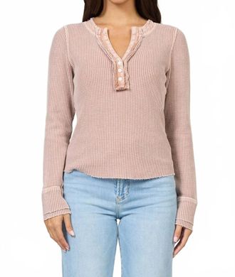 Dear John Denim Luna Waffle Knit Top In Pink Clay