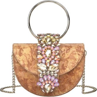 Alma En Pena Halve maan juweel tas - Dames - Handtassen - Beige - ONE Size - Leer - Tassen