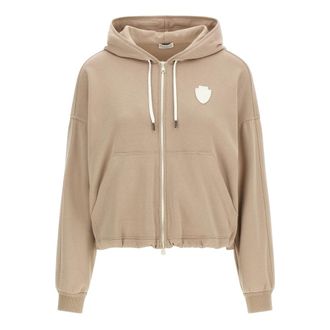 Brunello Cucinelli Hoodies & sweatvesten, Dames, Beige, XL, Katoen, Sweatshirts