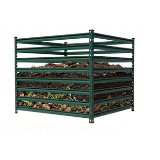 Relaxdays Relaxdays Compostador Met&aacute;lico Para Jard&iacute;n, 90x100x100 Cm, 900 L, Hojas Y C&eacute;sped, Varillas, Acero, Verde