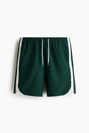 H&M Regular Fit Track Shorts in Dark Green/color Block at Nordstrom, Size Xx-Large