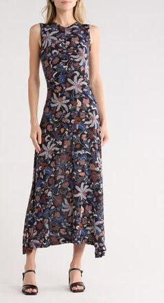 Ulla Johnson Lina Ruched Sleeveless Midi Dress in Moonlight Floral at Nordstrom Rack, Size Small