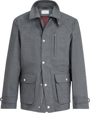 Brunello Cucinelli Bonded fresco field jacket in Grey at Nordstrom, Size 48 It