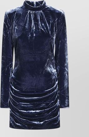 Rotate silk velvet high neck long sleeve mini dress