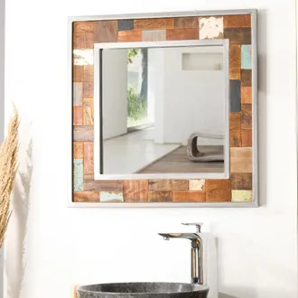 Wanda Collection Wanda Collection - Espejo Para Cuarto De Ba&ntilde;o Factory Teca Metal 70 X 70 Cm