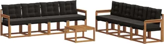 vidaXL Conjunto De Sof&aacute;s De Exterior 9 Uds. Natural Y Negro Vidaxl