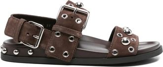 Valentino Garavani stud-embellished sandals - women - Suede/Leather/Rubber - 39.5 - Brown
