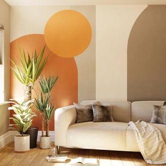 Superfresco Easy Curve & Arch Geo Rust Print To Order 3m x 2.8m Mural in Red