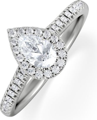 The Diamond Store Lumia Pear Cut Lab Diamond Halo Ring 0.70ct F/VS in 9K White Gold