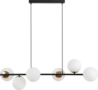 OEM L&aacute;mpara Colgante Siena Negra Y Dorada 6 L&aacute;mpara Plana Blanca E14