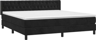 vidaXL Cama Box Spring Con Colch&oacute;n Terciopelo Negro 180x200 Cm Vidaxl