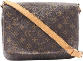 Louis Vuitton Pre-owned Musette Tango Monogram Coated Canvas Shoulder Bag - Dames - Vintage Schoudertas - Bruin - ONE Size - Leer - Vintage