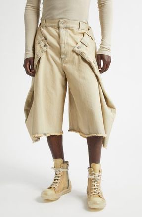 LU&rsquo;U DAN Maxi Frayed Denim Wide Leg Shorts in Whitewashed at Nordstrom, Size 34