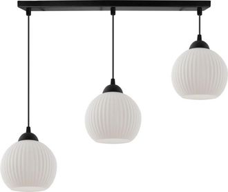 OEM L&aacute;mpara Colgante Riffle Negra 3 Placas Pantalla Blanca Bola E27