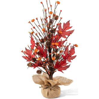 Glitzhome Fall Harvest Table Tree Decor in Burgundy at Nordstrom