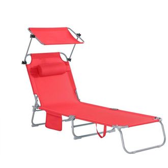 SoBuy Sobuy - Lettino Prendisole Pieghevole Cuscino e tettuccio Regolabile 4 Angoli di reclinazione con Organizer Rosso OGS48-R