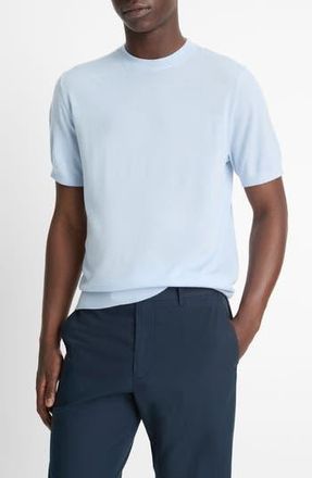 Vince Short Sleeve Wool & Cashmere Crewneck Sweater in Playa Blue at Nordstrom Rack, Size X-Large