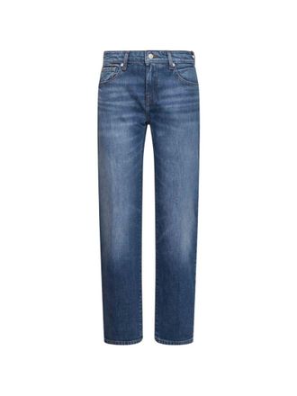 7 For All Mankind Blue Straight High Rise Jeans