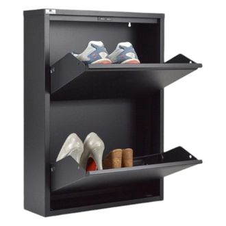Dmora Zapatero Ezequiel, Zapatero, Armario De Entrada Multiusos, Zapatero, 50x15h71 Cm, Negro, Con Embalaje Reforzado - Dmora